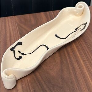 Hillborn Pottery Dish Cream Black Abstract Tray 10.5”